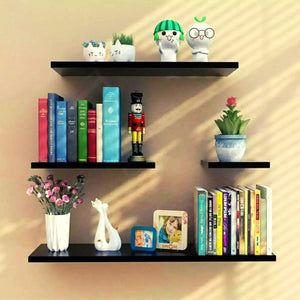 WALL MOUNTED WHITE & BLACK FLOATING SHELVES